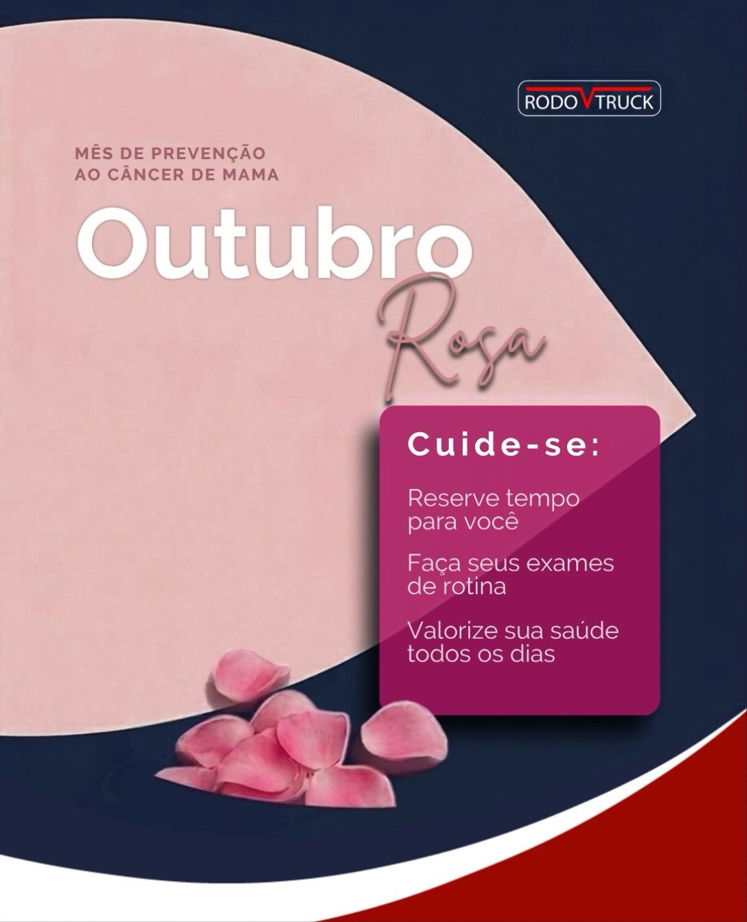 Quem roda pelas estradas sabe que a atenção aos detalhes e a manutenção preventiva salvam vidas. Com a nossa saúde, o cuidado precisa ser exatamente o mesmo! 

Neste Outubro Rosa, a RodovTruck veste a camisa da conscientização sobre o câncer de mama. Assim como cuidamos de cada veículo para garantir uma jornada segura, incentivamos cada mulher a cuidar do seu bem mais precioso: a vida.

A prevenção é o melhor caminho: 

Faça seus exames de rotina regularmente.
Reserve um tempo na agenda para cuidar de você.
Incentive as mulheres da sua vida a se cuidarem.

Valorize sua saúde todos os dias. 

A prevenção não pode esperar! 

#CuideSe #OutubroRosa #PrevençãoAoCâncerDeMama #RodoVTruck #SaúdeFeminina